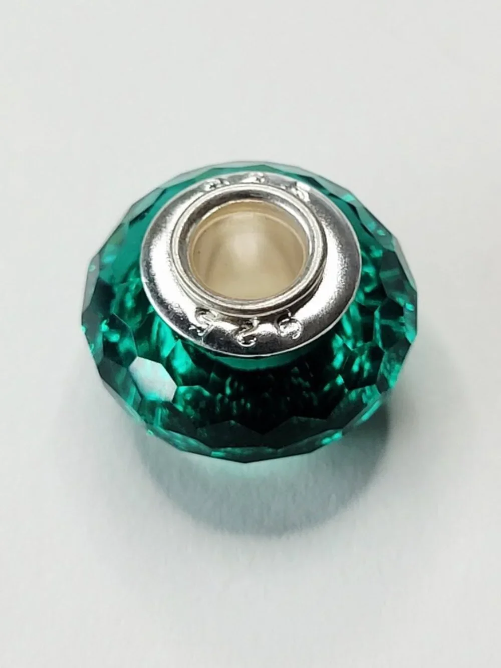 NWT 925 For Pandora Charm Bracelets Emerald Green Glass Faceted European Bead